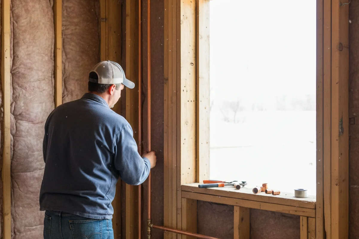 Licensed plumber running new copper supply lines in a Womelsdorf home