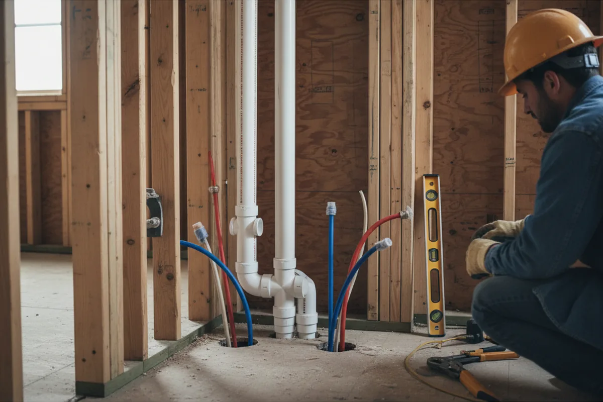 Drain and supply rough-in during Leak Detection in Womelsdorf