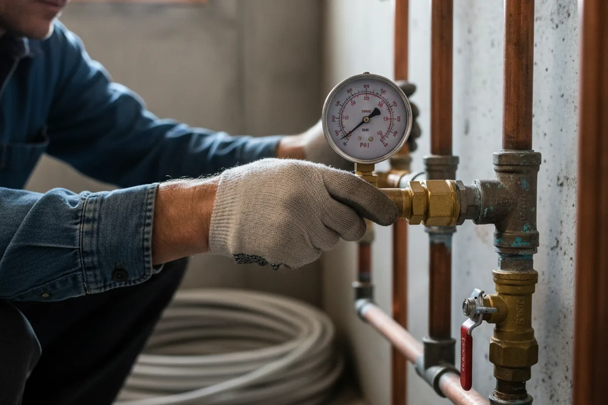Pressure testing a repaired line during Water Line Repair in Womelsdorf